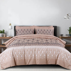 Beige ethnic cotton king size bedding set