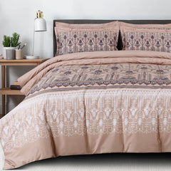 Beige ethnic quilted comforter set king size