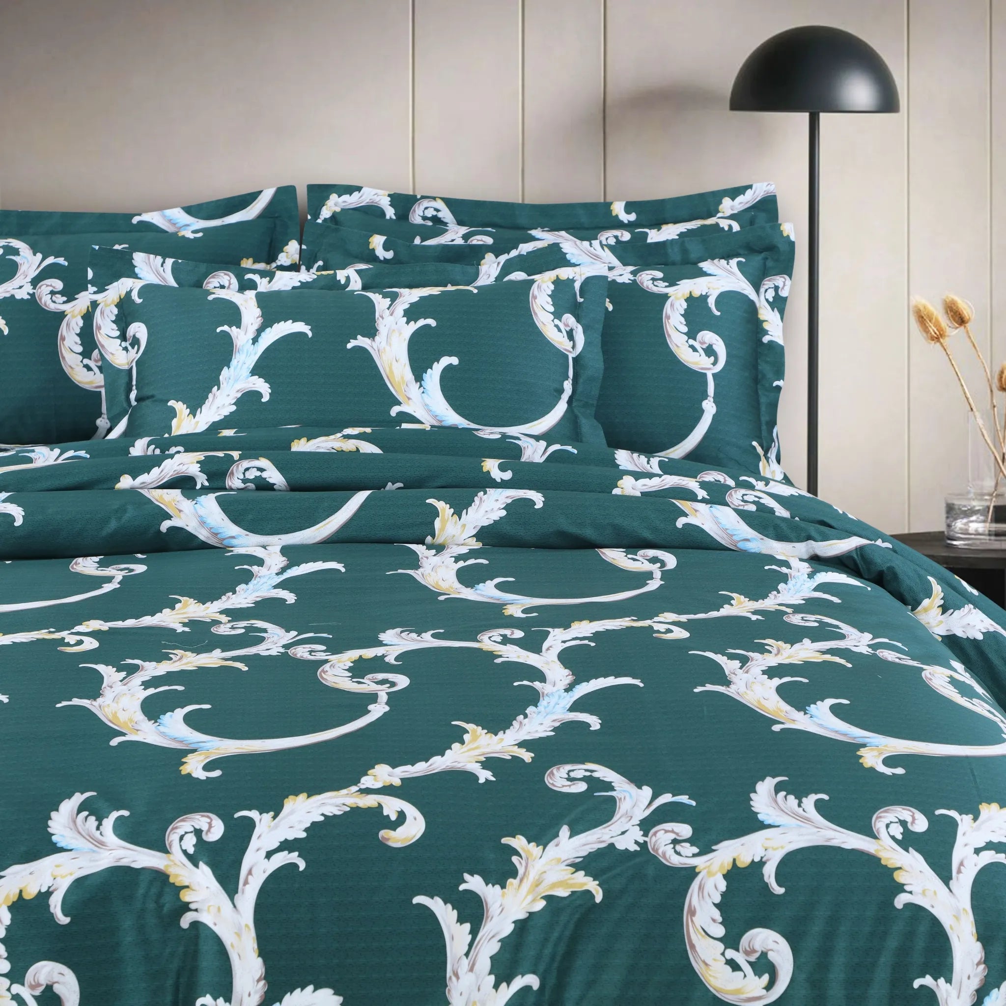 Luxury green comforter set cotton