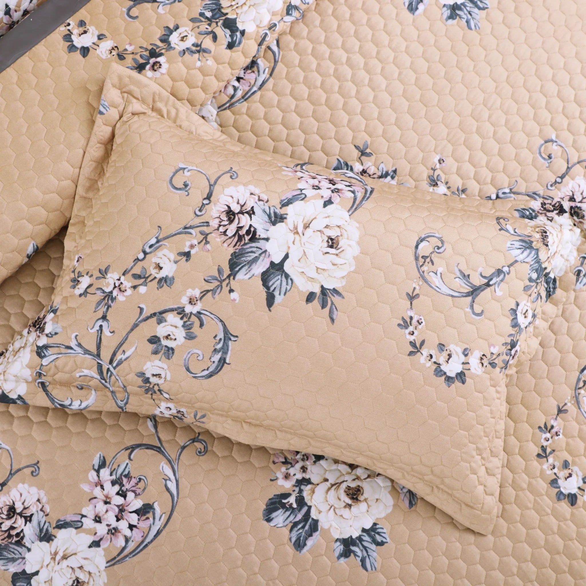 Buy Beige Cotton Quilted Bedspread Set Online India