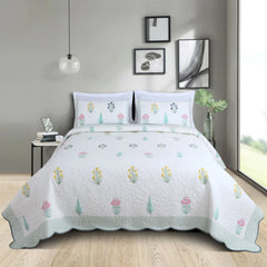 Buy White Cotton Quilted Bedspread Set Online India
