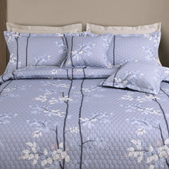 Cotton quilted bedcover with pillow and cushion covers – grey