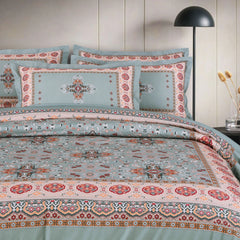 Cotton quilted comforter set green king size