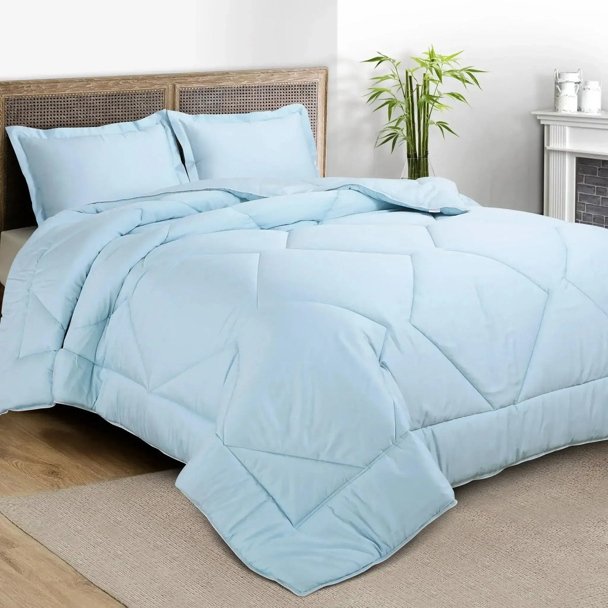 For Winters: 360 GSM Malako Eco-Luxe Sky Blue 100% Bamboo Quilt/Comforter