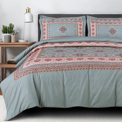 Green ethnic design bedsheet set cotton