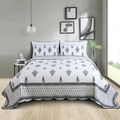 Heritage Weave White Quilted Bedding Set India