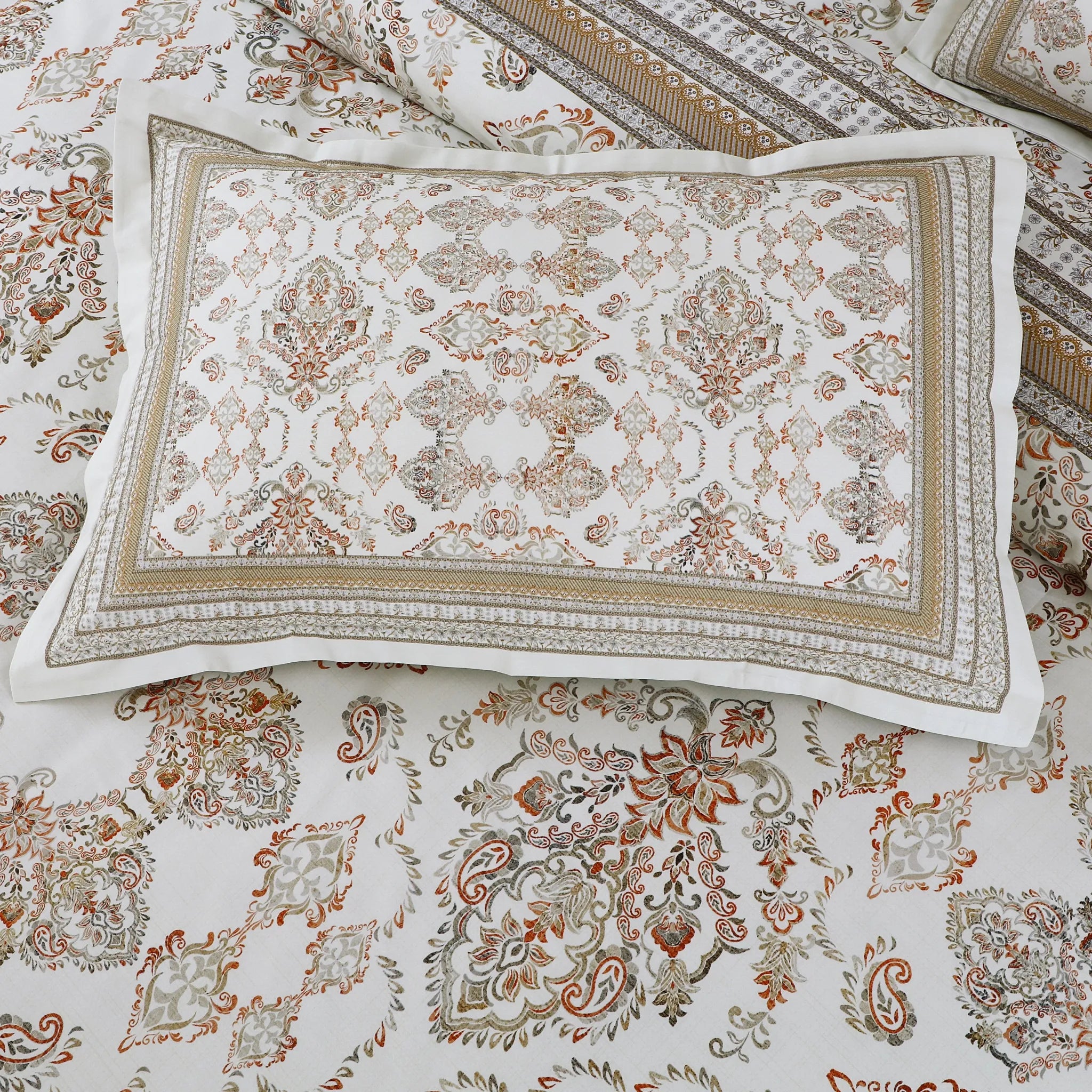 Luxury 100% cotton king size bedsheet set beige