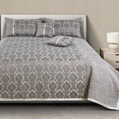 Luxury Ethnic Grey Bedcover Set with Cushion Covers