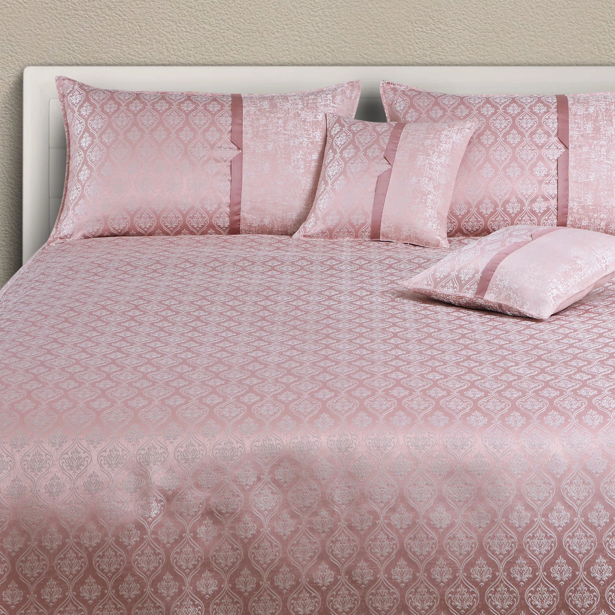 Luxury Ethnic Pink Bedcover Set with Cushion Covers
