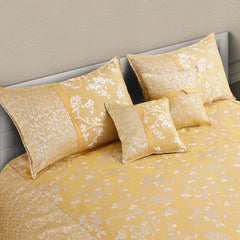 Luxury Yellow Jacquard Bedcover Set India