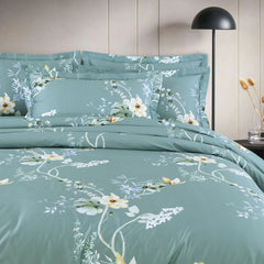Luxury green comforter set cotton