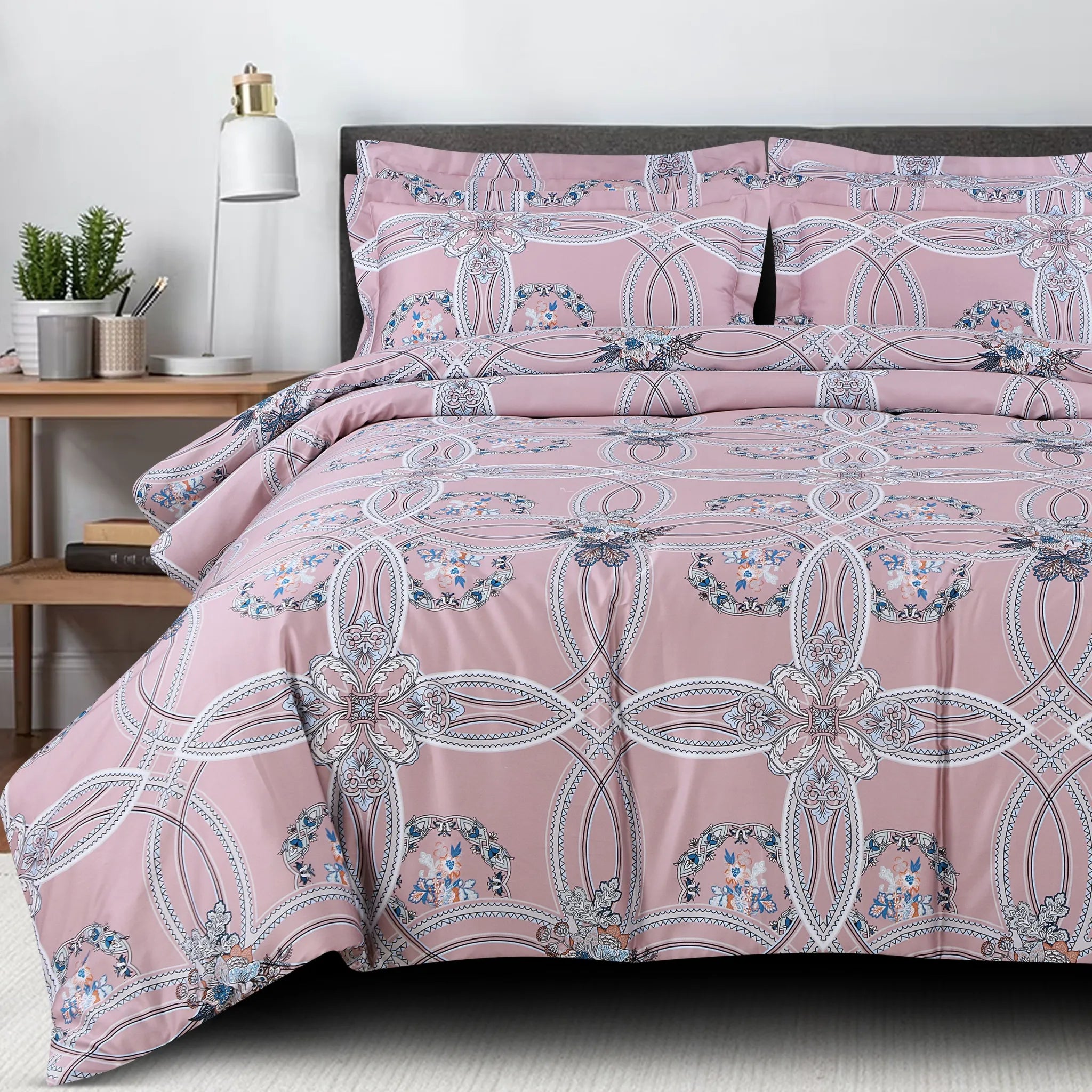 Luxury pink comforter set cotton