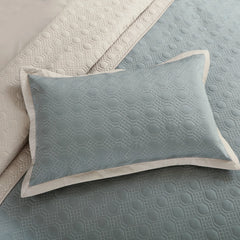 Malako Luxe 550 TC 100% Cotton Olive Green & Beige Solid King Size Reversible Bedspread Set