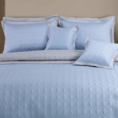 Malako Luxe 550 TC 100% Cotton Pigeon Blue & Silver Grey Solid King Size Reversible Bedspread Set