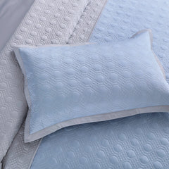 Malako Luxe 550 TC 100% Cotton Pigeon Blue & Silver Grey Solid King Size Reversible Bedspread Set