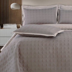 Malako Luxe 550 TC 100% Cotton Taupe & Beige Solid King Size Reversible Bedspread Set