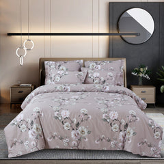 Malako Royale XL Brown Rose Botanic King Size 100% Cotton Bedsheet/Bedding Set
