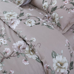 Malako Royale XL Brown Rose Botanic King Size 100% Cotton Bedsheet/Bedding Set