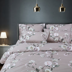 Malako Royale XL Brown Rose Botanic King Size 100% Cotton Bedsheet/Bedding Set
