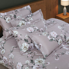 Malako Royale XL Brown Rose Botanic King Size 100% Cotton Bedsheet/Bedding Set
