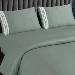 Malako Luxe Collection 550 TC Olive Green Premium Embroidered Bedding