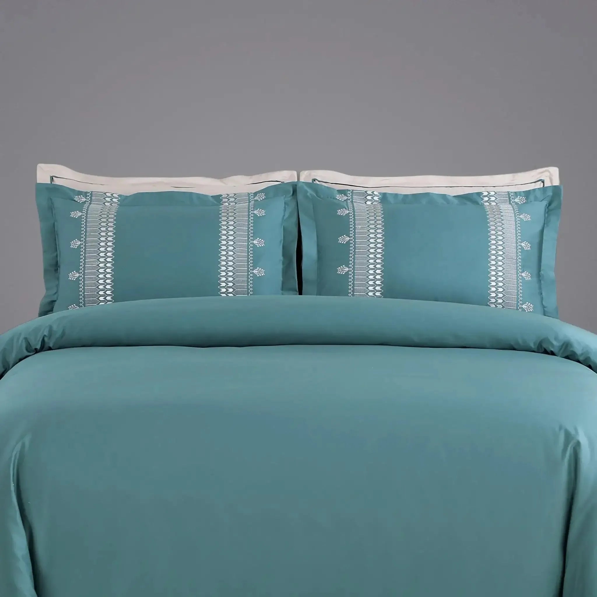 Malako Luxe Collection 550 TC Teal Green Premium Embroidered Bedding