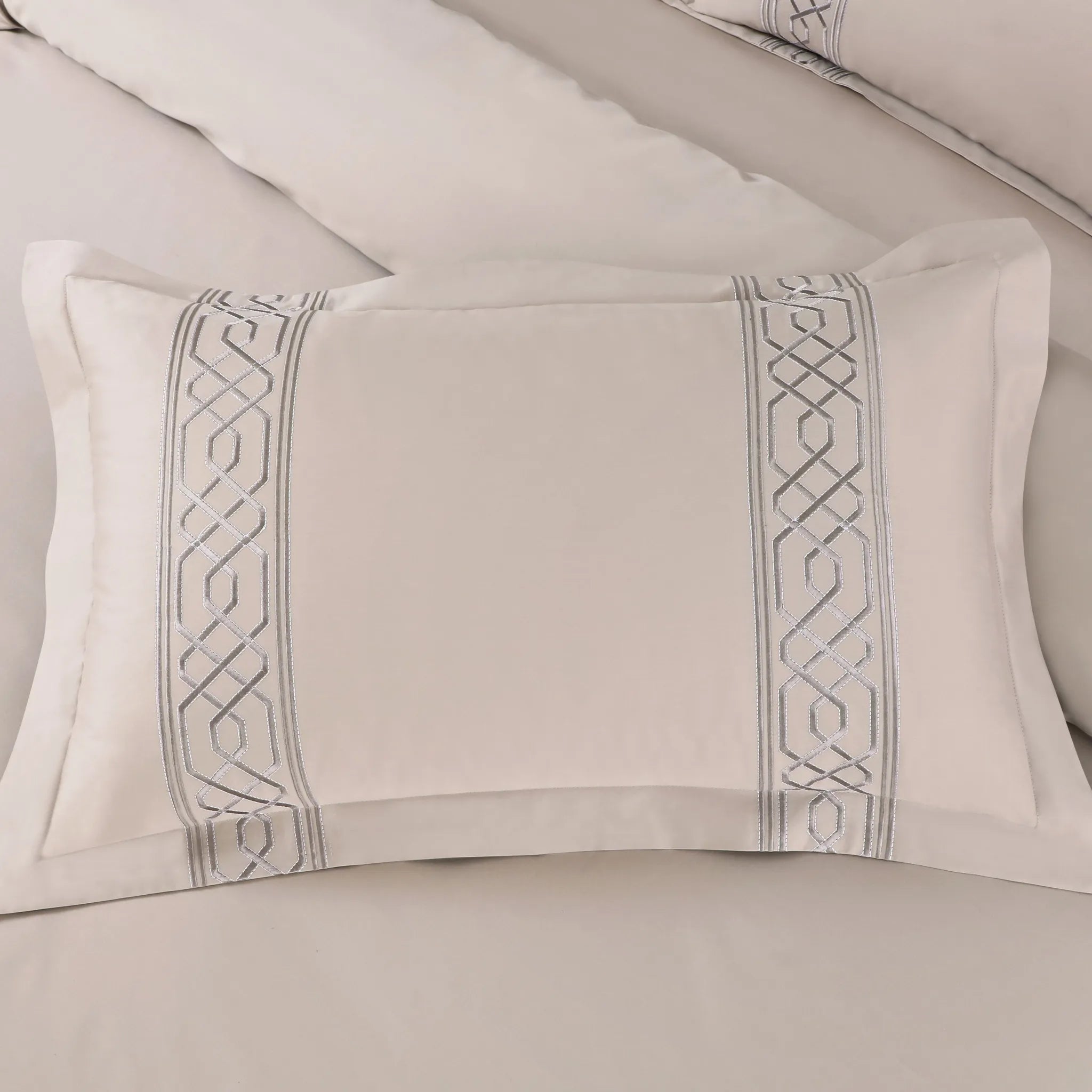 Malako Luxe Stitch & Dream 550 TC Beige Premium Embroidered Bedding