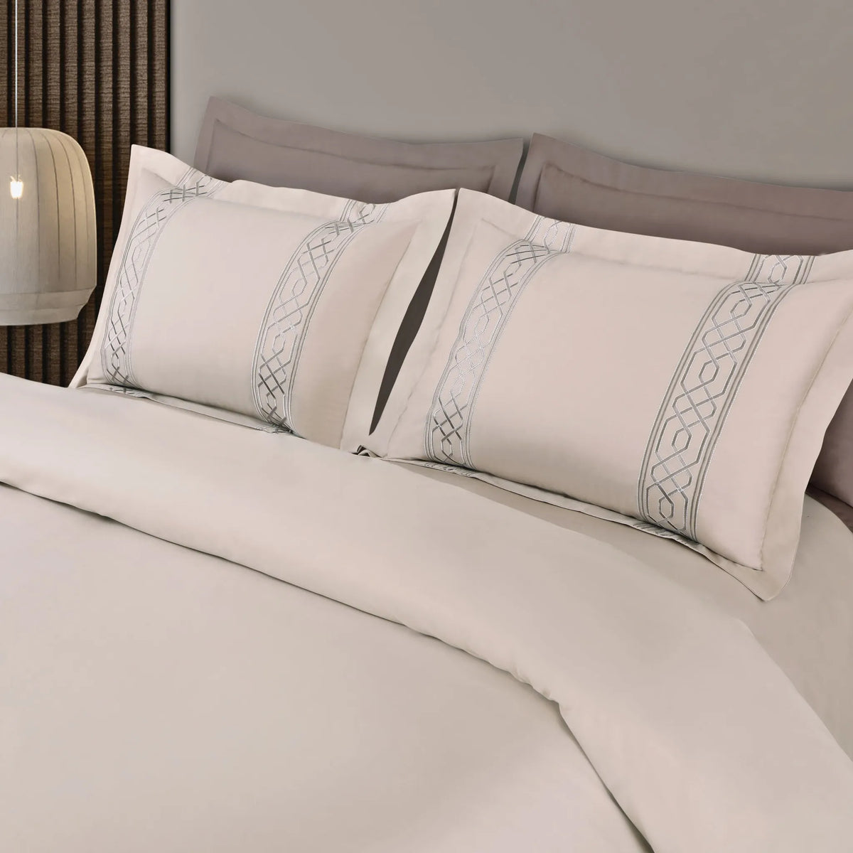Malako Luxe Stitch & Dream 550 TC Beige Premium Embroidered Bedding