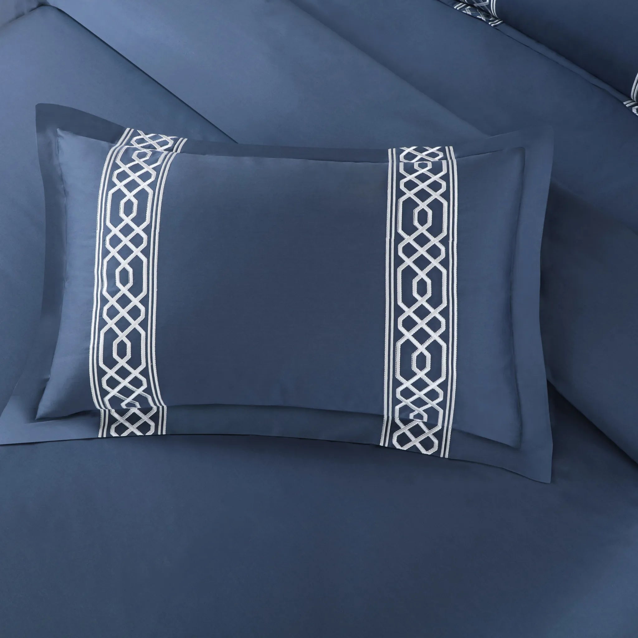 Malako Luxe Stitch & Dream 550 TC Blue Premium Embroidered Bedding