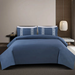 Malako Luxe Stitch & Dream 550 TC Blue Premium Embroidered Bedding