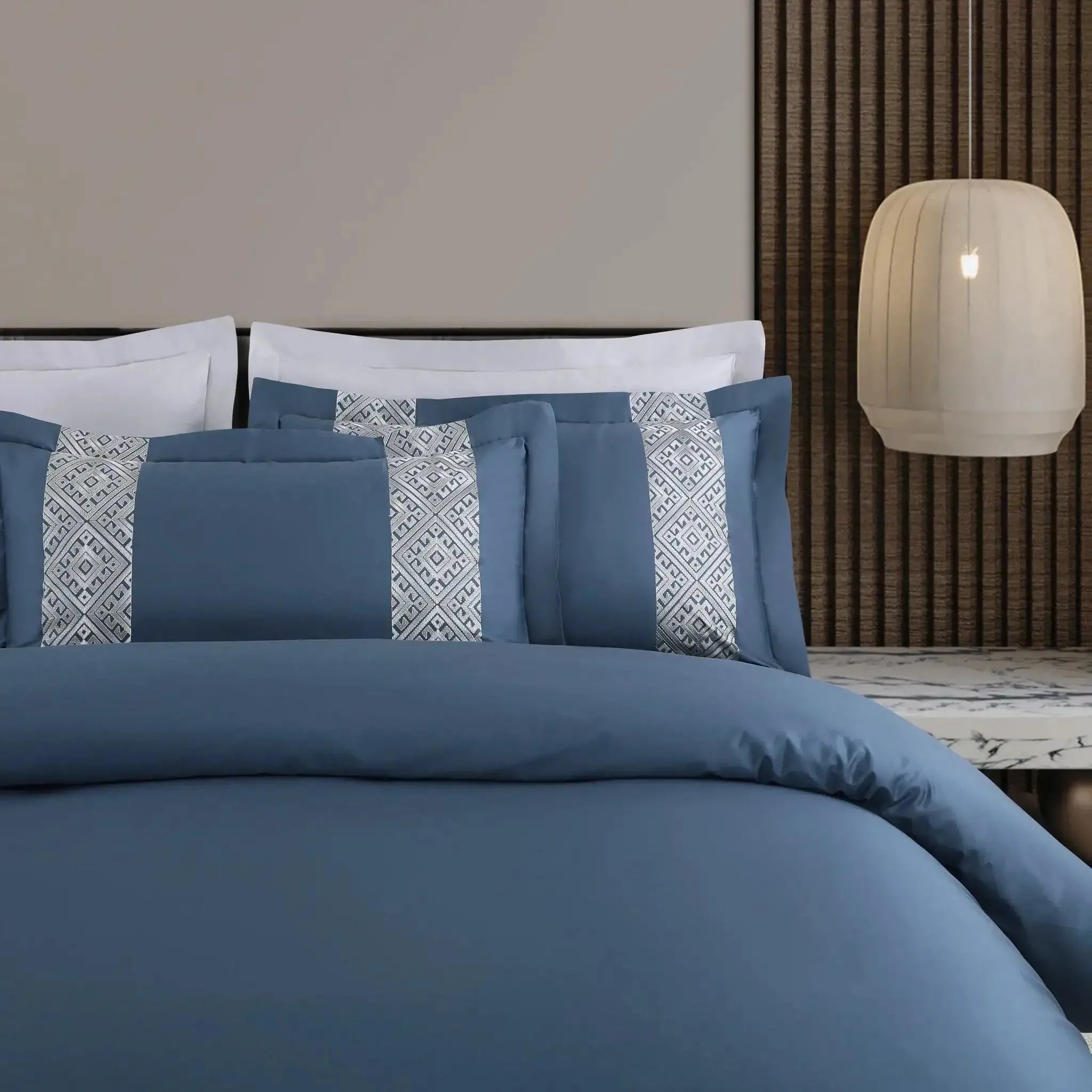 Malako Luxe Stitch & Dream 550 TC Blue Premium Embroidered Bedding