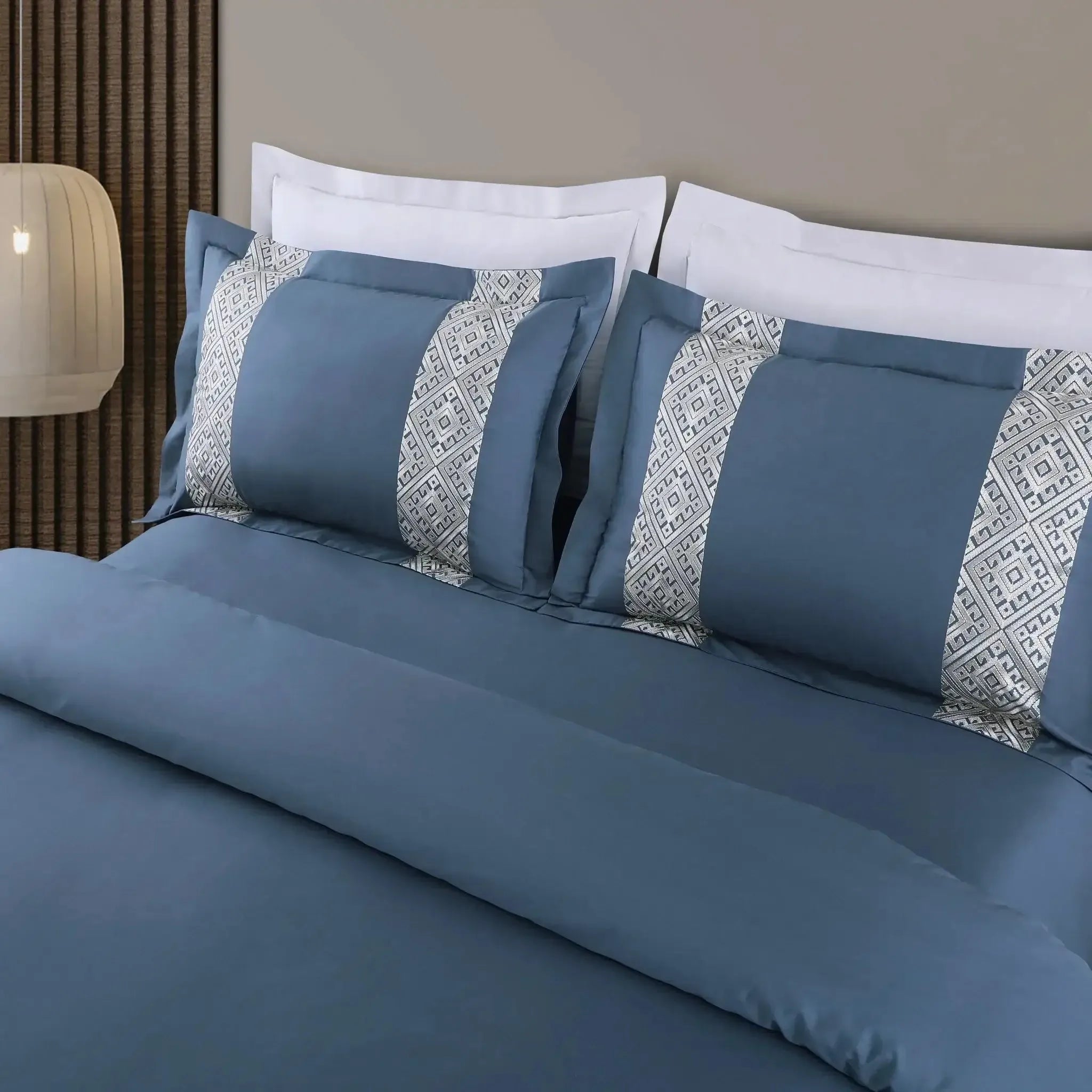 Malako Luxe Stitch & Dream 550 TC Blue Premium Embroidered Bedding