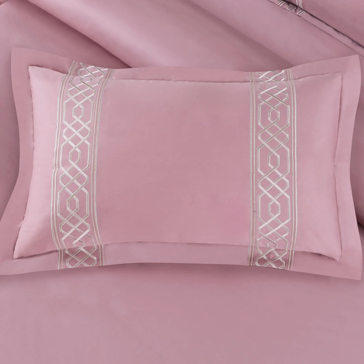 Malako Luxe Stitch & Dream 550 TC Blush Pink Premium Embroidered Bedding