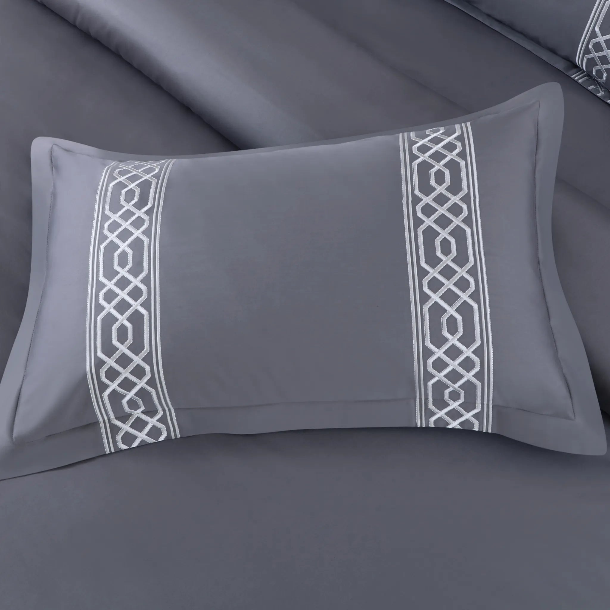 Malako Luxe Stitch & Dream 550 TC Grey Premium Embroidered Bedding