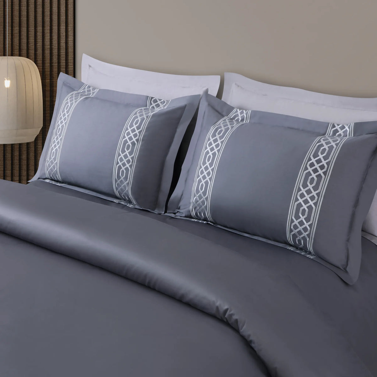 Malako Luxe Stitch & Dream 550 TC Grey Premium Embroidered Bedding