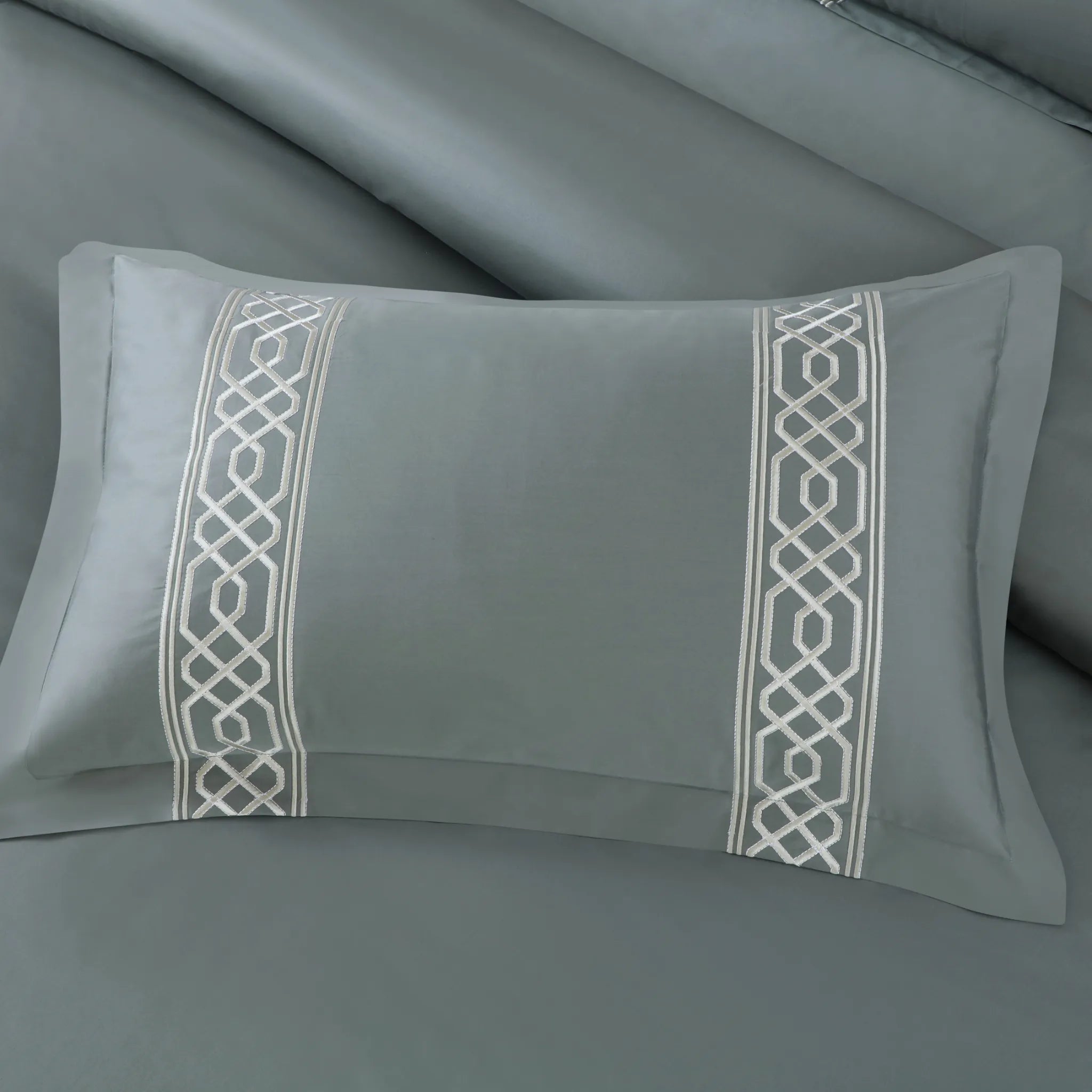 Malako Luxe Stitch & Dream 550 TC Olive Green Premium Embroidered Bedding