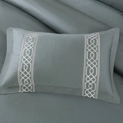 Malako Luxe Stitch & Dream 550 TC Olive Green Premium Embroidered Bedding