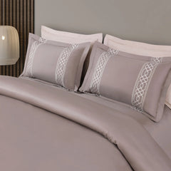 Malako Luxe Stitch & Dream 550 TC Taupe Brown Premium Embroidered Bedding