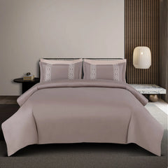 Malako Luxe Stitch & Dream 550 TC Taupe Brown Premium Embroidered Bedding