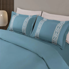 Malako Luxe Stitch & Dream 550 TC Teal Green Premium Embroidered Bedding