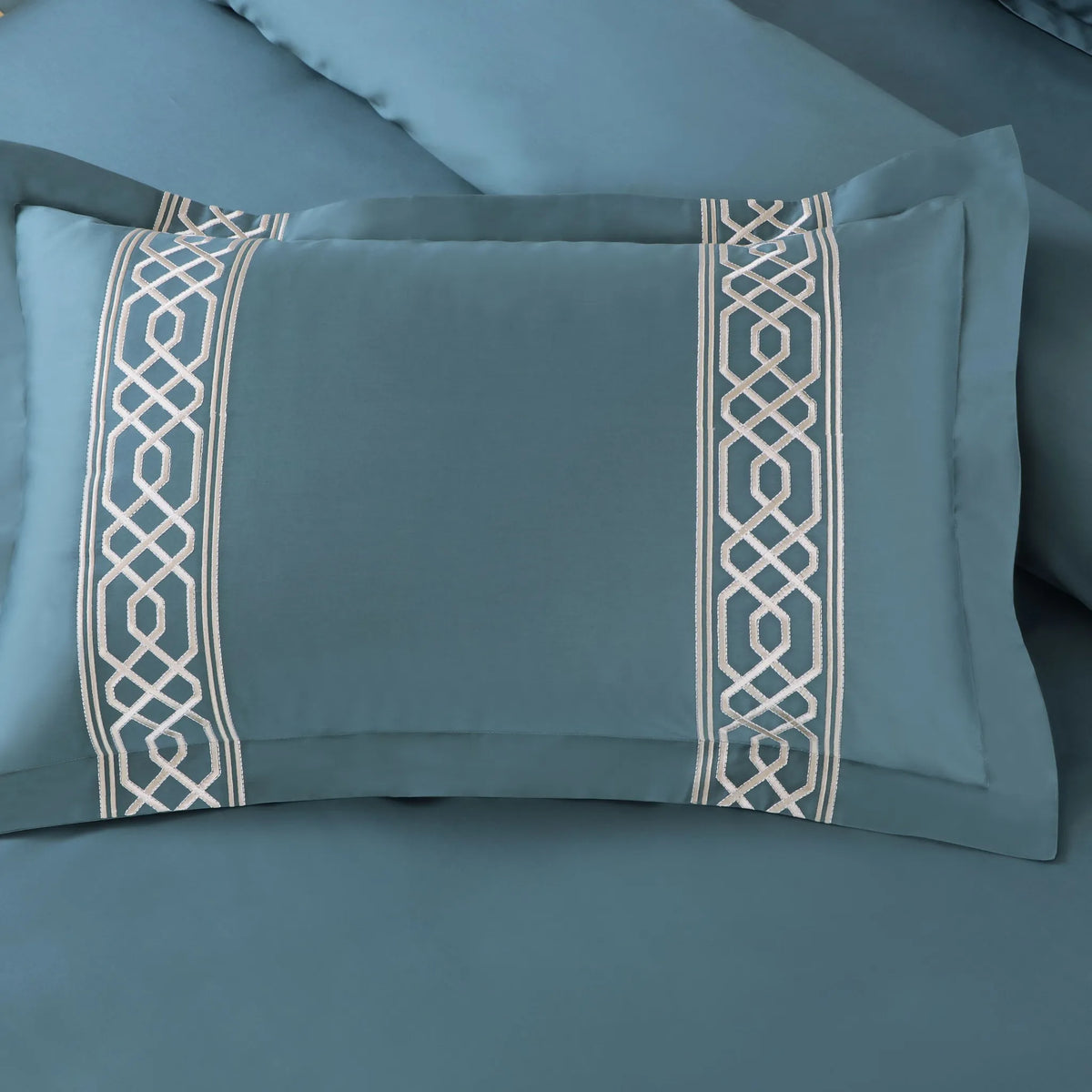 Malako Luxe Stitch & Dream 550 TC Teal Green Premium Embroidered Bedding