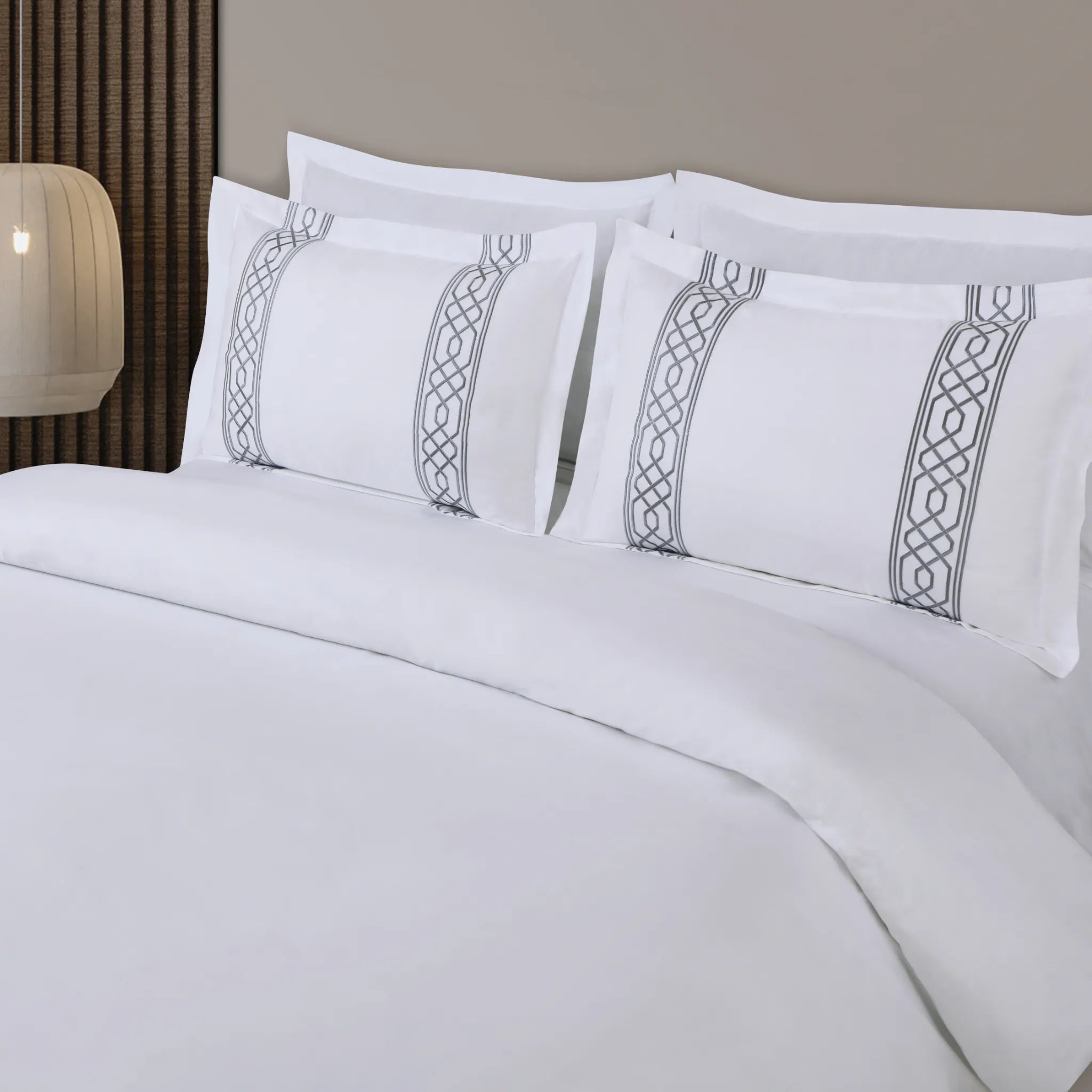Malako Luxe Stitch & Dream 550 TC White Premium Embroidered Bedding