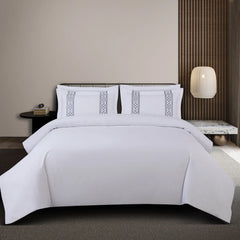 Malako Luxe Stitch & Dream 550 TC White Premium Embroidered Bedding
