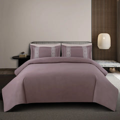 Malako Luxe Stitch & Dream 550 TC Wine/Mauve Premium Embroidered Bedding
