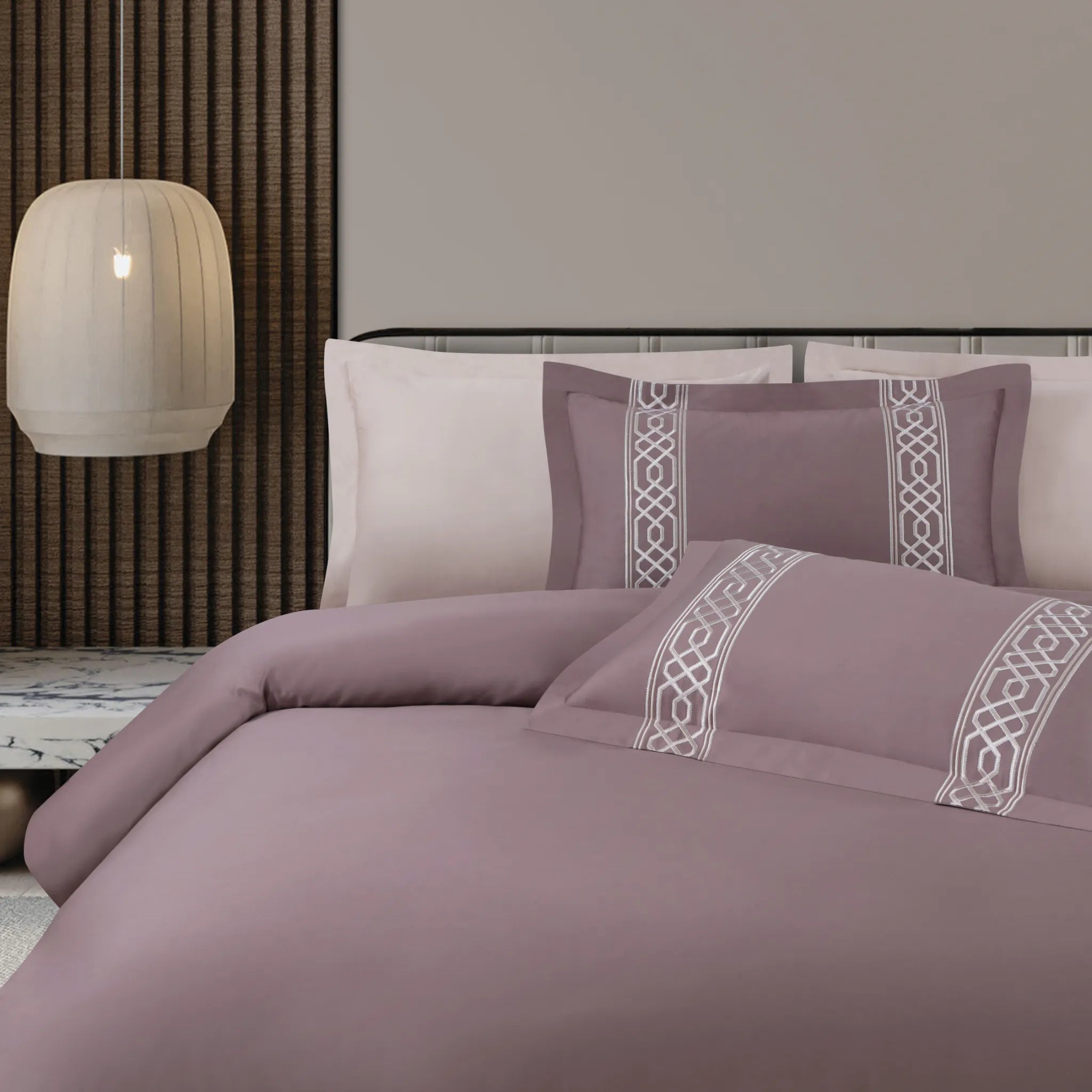 Malako Luxe Stitch & Dream 550 TC Wine/Mauve Premium Embroidered Bedding