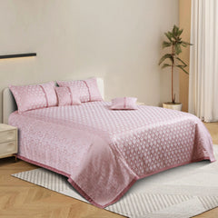 Malako Pink Jacquard King Size Bedspread Set