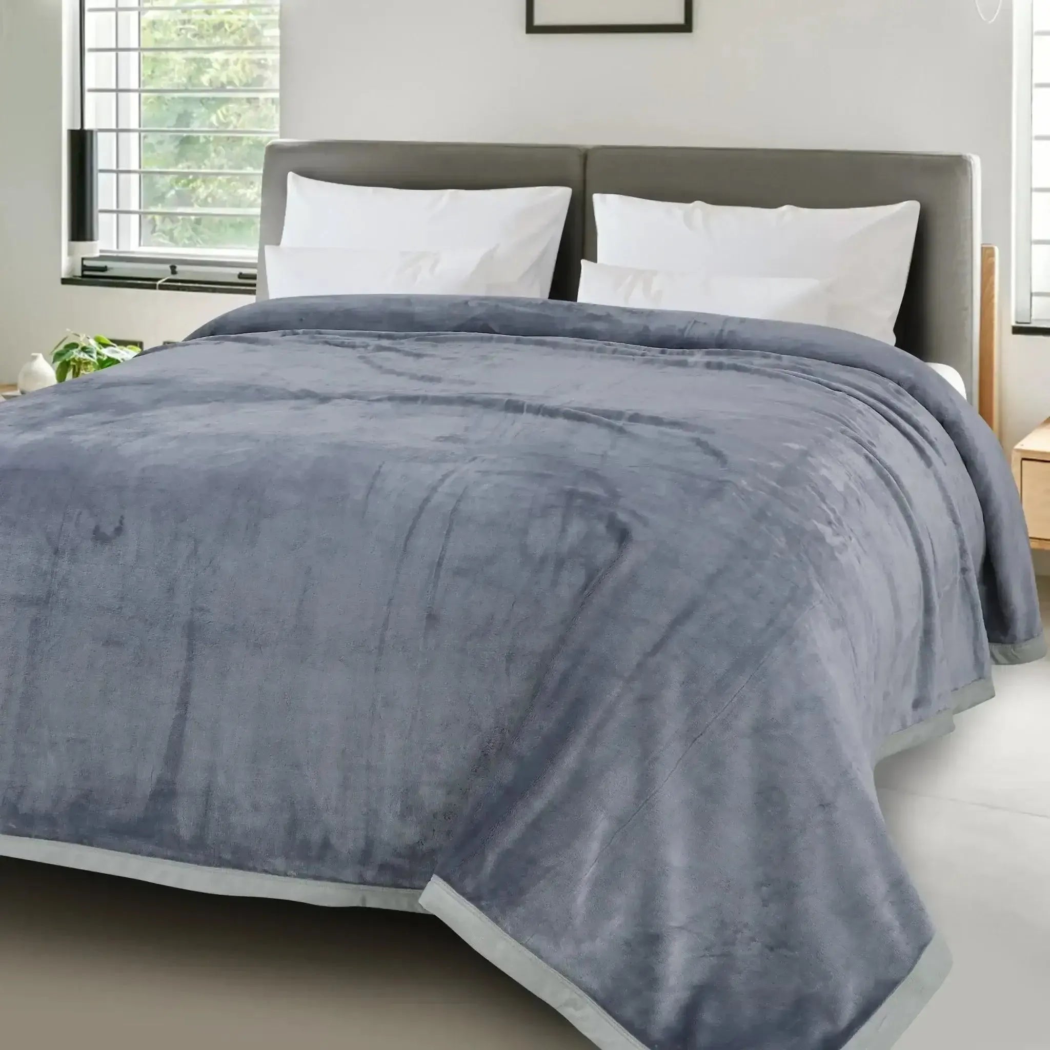 Malako Plush Grey Double Bed AC Blanket