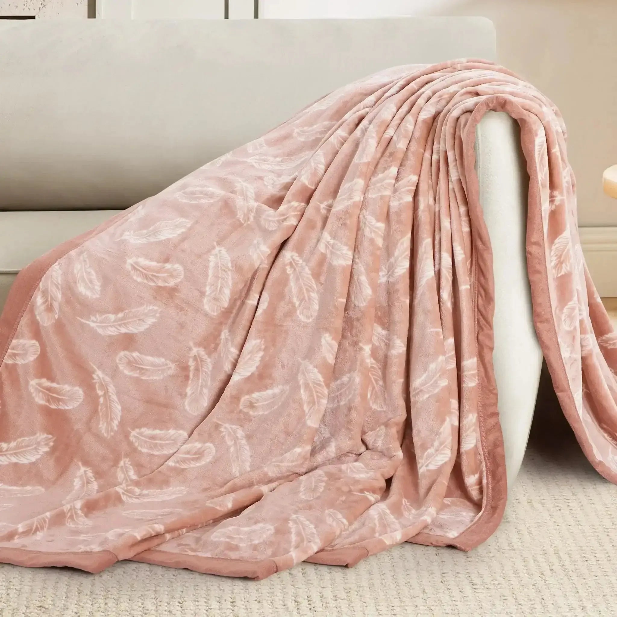 Malako Plush Peach Double Bed AC Blanket
