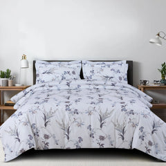Milk white botanical king size bedding set