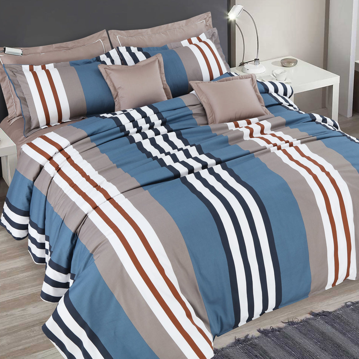 Malako Sion 100% Cotton Geometrical King Size Bedsheet with 2 Pillow Covers